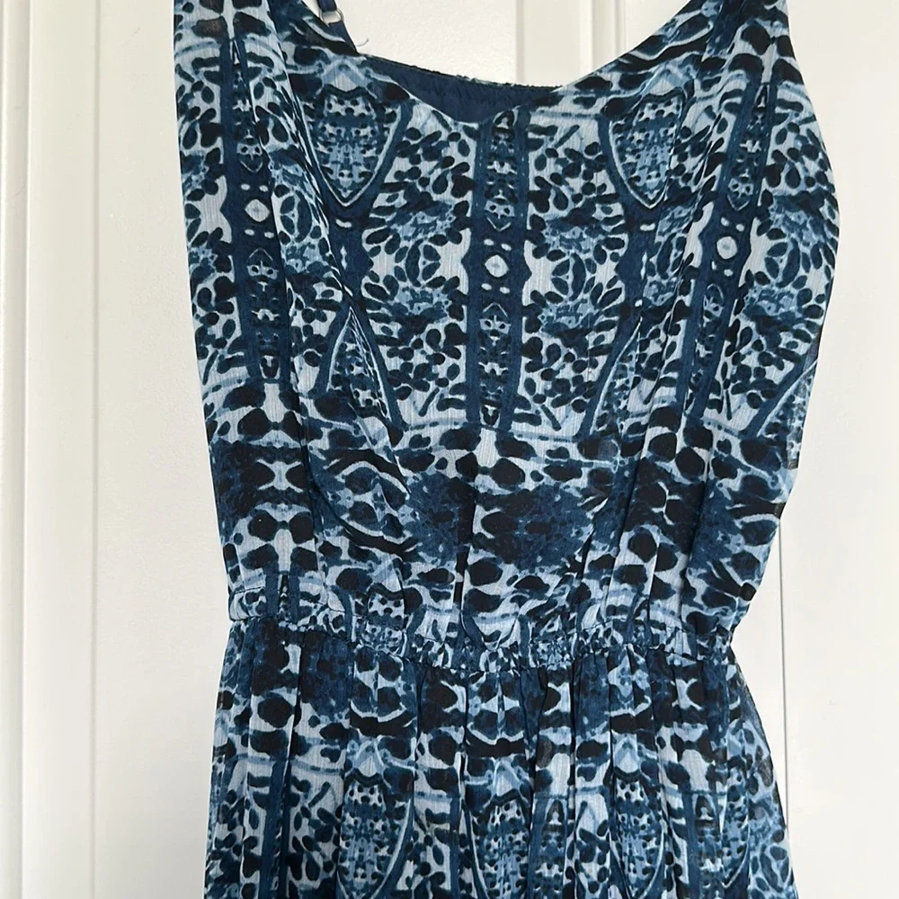 A&F Multi blue maxi dress. Mixed blues, adjustable straps, Small